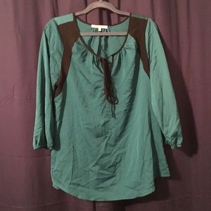 Fun silky jade colored blouse